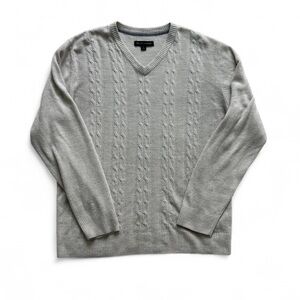 Men's Beige V-Neck Sweater